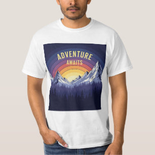 Camiseta Aventura a la montaña Sunset Retro Senderismo