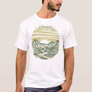 Camiseta Aventura a la montaña Vintage con playa de lago