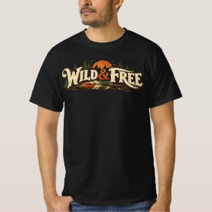 Camiseta Aventura al aire libre vintage salvaje y libre