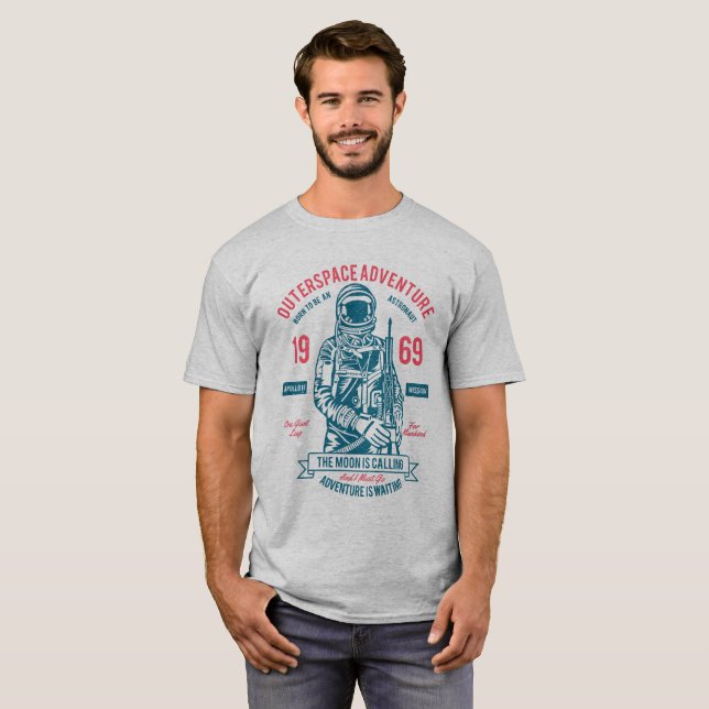 Camiseta Aventura al espacio ultraterrestre 1969, Moonwalk, (Anverso completo)