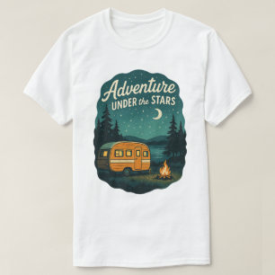 Camiseta Aventura bajo las estrellas arte de camping retro
