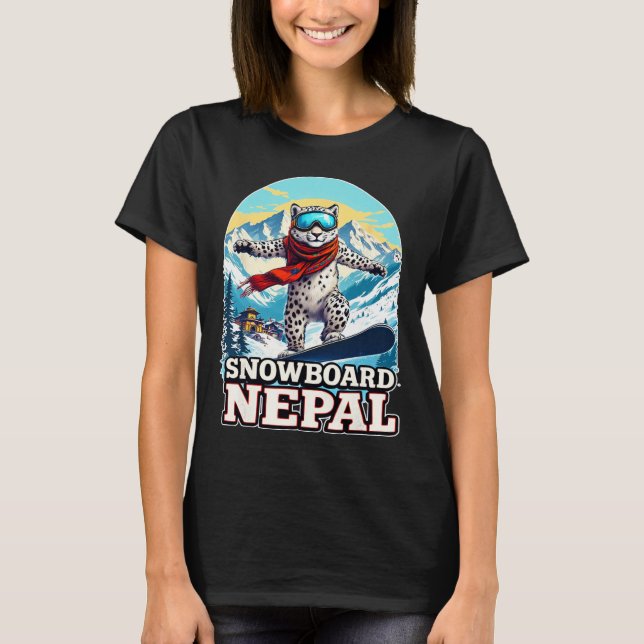 Camiseta Aventura con el Leopardo de la nieve en Nepal (Anverso)