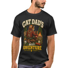 Aventura de camping con el papá gato, felino al ai