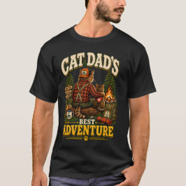 Camiseta Aventura de camping con el papá gato, felino al ai