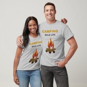 Camiseta Aventura de Camping con Fauna y Flora Estética