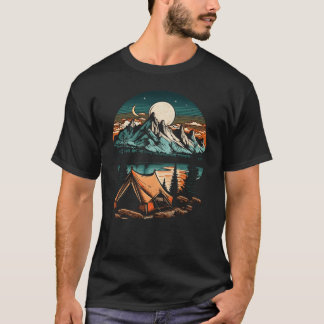 Camiseta Aventura de Camping junto al Lago retro