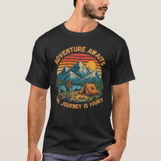 Camiseta Aventura de camping y senderismo en Retro Mountain