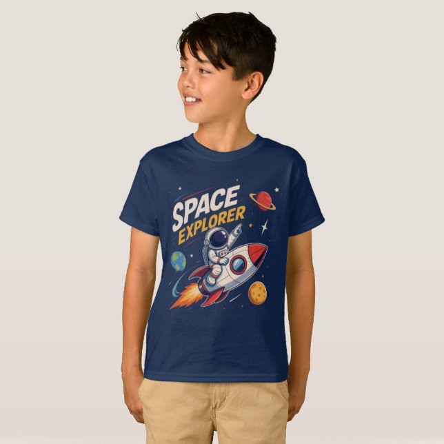 Camiseta Aventura de Cohete Explorador Espacial (Anverso completo)