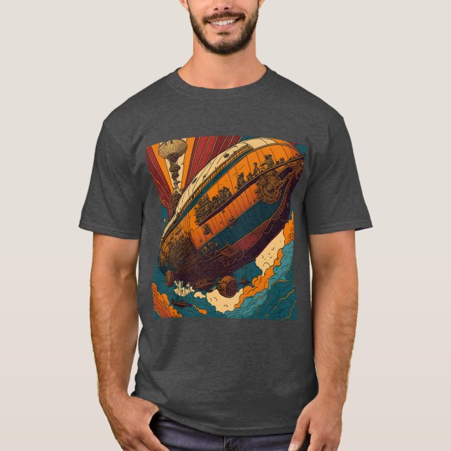 Camiseta Aventura de Dirigible Steampunk Vintage (Anverso)