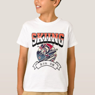 Camiseta Aventura de esquí con Monte Fuji estilo japonés