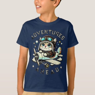 Camiseta Aventura de gato adorable – Para pequeños soñadore