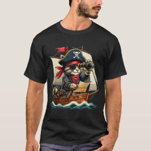 Camiseta Aventura de gato pirata Halloween amante de los ga
