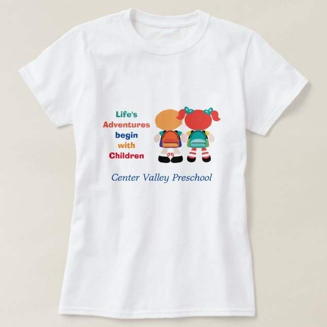 Camiseta Aventura de la vida con el anuncio de los niños (Diseño del anverso)