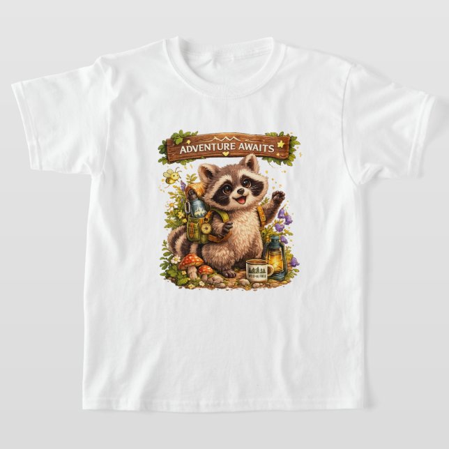 Camiseta Aventura de mapache de camping de verano – E del b (Distribución)