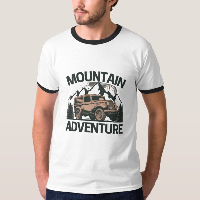 Camiseta Aventura de montaña: Auto amañado en picos majestu (Anverso)