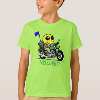 Camiseta aventura de motociclista con cara sonriente