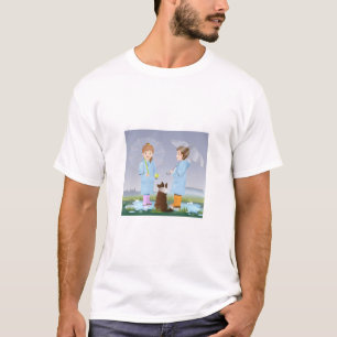 Camiseta Aventura de niños felices en un día lluvioso.