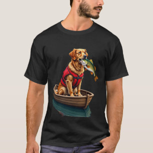 Camiseta Aventura de pesca con Golden Retriever - Barco con