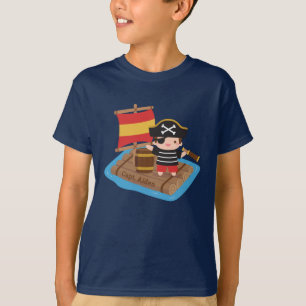 Camiseta Aventura de pirata niño lindo balsa personalizada 
