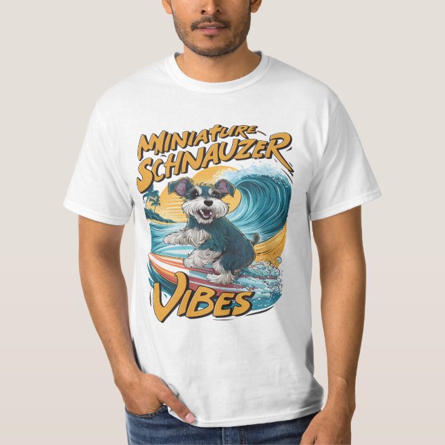 Camiseta Aventura de Surf Schnauzer en miniatura de Wave Ri (Anverso)