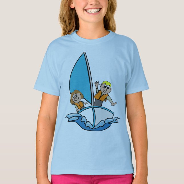 Camiseta Aventura de Vela para Niñas - Pequeña Mar (Anverso)