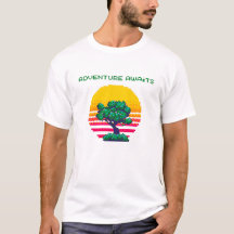 Aventura del árbol del atardecer retro