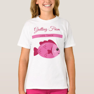 Camiseta Aventura del lago retro diseño vintage de pez rosa