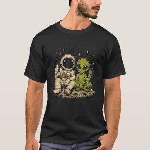 Camiseta Aventura divertida del astronauta y el alienígena