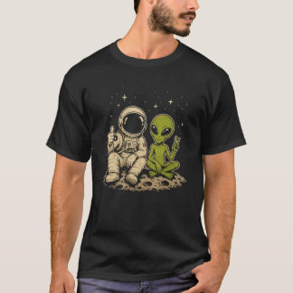 Camiseta Aventura divertida del astronauta y el alienígena