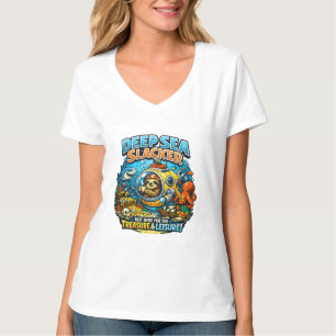 Camiseta Aventura divertida en el océano, arte de perezoso