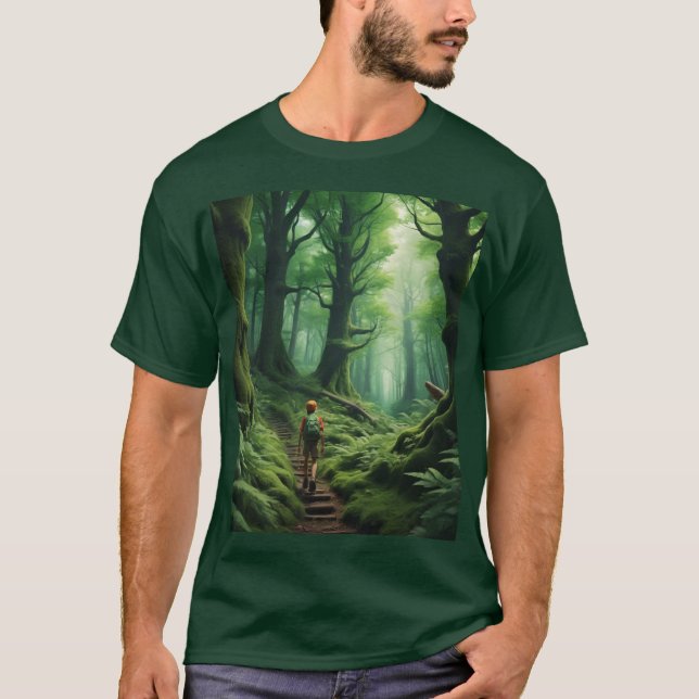 Camiseta Aventura en un bosque verde profundo (Anverso)