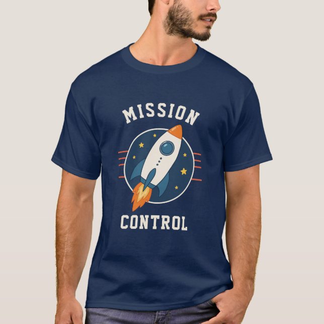 Camiseta Aventura Espacial Cohete de Control de Misión (Anverso)