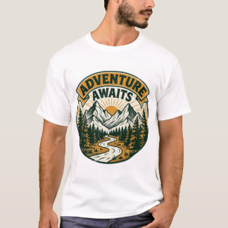 Camiseta Aventura espera montañas al aire libre vintage