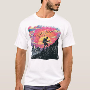 Camiseta Aventura excursionista Silhouette   Retro Sunset