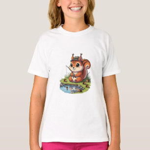 Camiseta Aventura Forestal Infantil de la Ardilla Pescadora