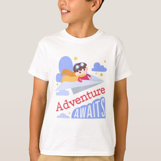 Camiseta Aventura para avión de papel volador de Boy (Anverso)