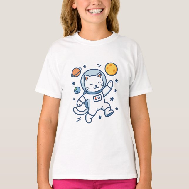 Camiseta Aventura para gato astronauta (Anverso)