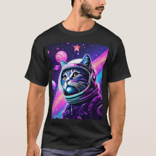 Camiseta Aventura para gatos en el espacio audaz - Galaxia 