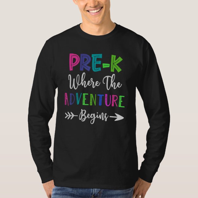 Camiseta Aventura preescolar de profesores comienza el prim (Anverso)