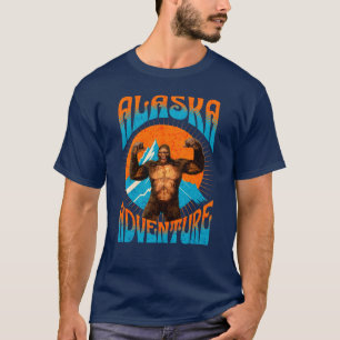 Camiseta Aventura Retro de Sasquatch en la Montaña de Alask
