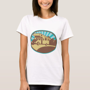 Camiseta Aventura Retro RV Campervan Montaña Sol Vintage