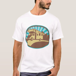 Camiseta Aventura Retro RV Campervan Montaña Sol Vintage