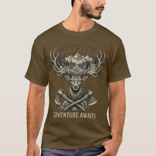 Camiseta Aventura Salvaje y Libre - Ciervo Macho Vintage