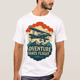 Camiseta Aventura toma vuelo retro arte
