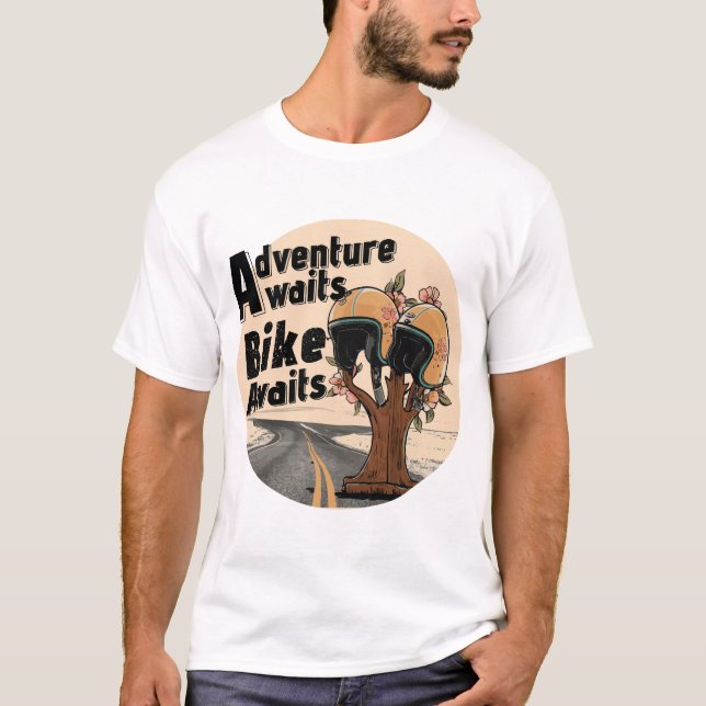 Camiseta Aventuras de aventura, a la espera de bicicletas (Anverso)