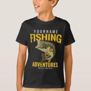 Camiseta Aventuras de pesca personalizadas: pescador de baj