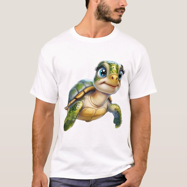 Camiseta Aventuras submarinas con la alegre tortuga. (Anverso)