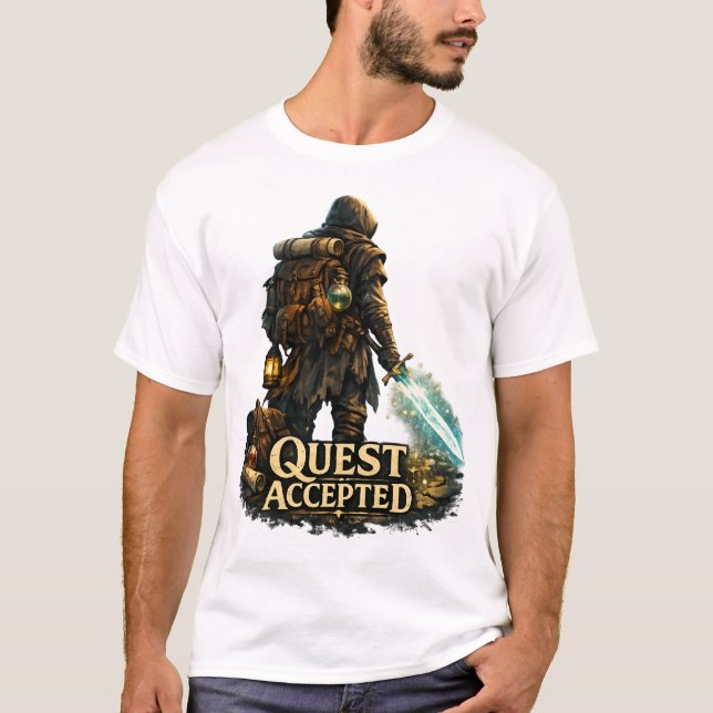 Camiseta Aventurero de Fantasía con Misión Aceptada (Anverso)