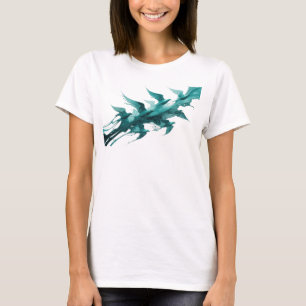 Camiseta Aves abstractas de color azul caprichoso diseño or