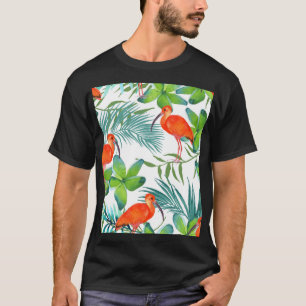 Camiseta Aves acuarelas: patrón vintage sin costuras.